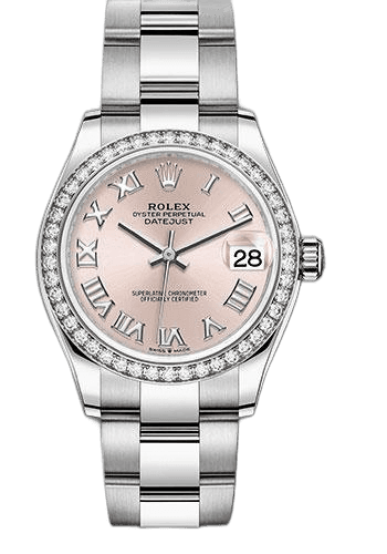 Rolex Datejust 31 White Rolesor — Pink Roman Dial, Diamond Bezel | Ref. 278384RBR
