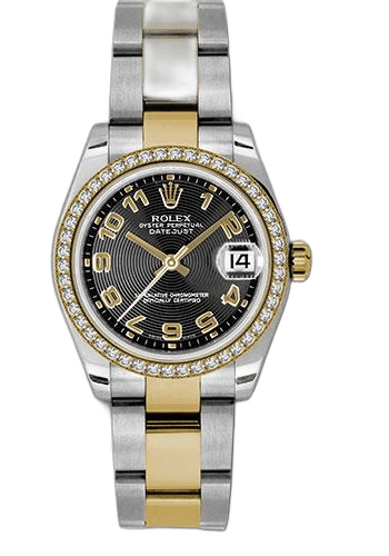 Rolex Datejust Yellow Rolesor — Black Concentric Circle Arabic Dial | Ref. 178383
