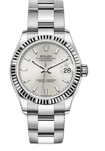 Rolex Datejust 31 White Rolesor — Fluted Bezel Silver Index Dial | Ref. 278274