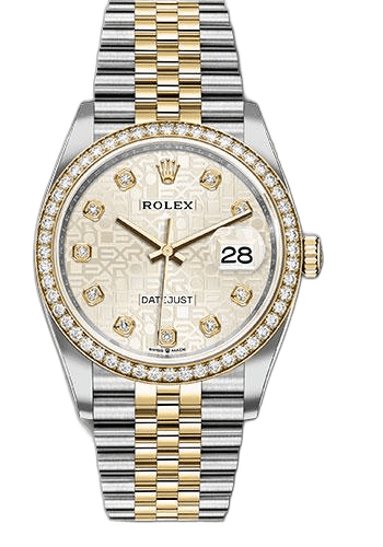Rolex Datejust Yellow Rolesor — Silver Jubilee Diamond Dial, Yellow Diamond Bezel | Ref. 126283RBR