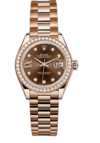 Rolex Datejust 28 Gold — Chocolate Diamond Star Dial, 44-Diamond Bezel | Ref. Unknown