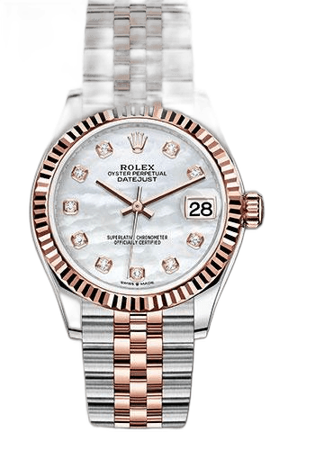 Rolex Datejust Everose Rolesor — Fluted Bezel Silver Diamond Dial | Ref. 278271