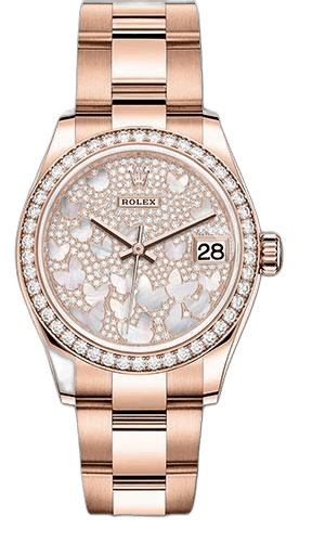 Rolex Datejust Everose Gold — Diamond Bezel Diamond Paved Butterfly | Ref. 278285RBR