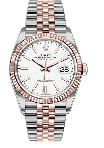 Rolex Datejust 36 Everose Rolesor — White Index Dial, Fluted Bezel | Ref. 126231