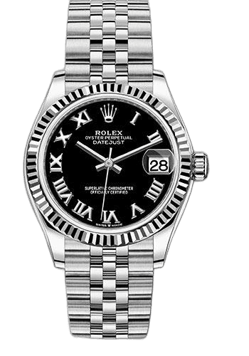 Rolex Datejust 31 White Rolesor — Fluted Bezel Black Roman Dial | Ref. 278274
