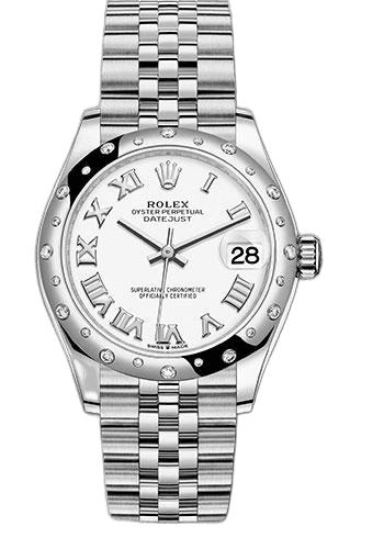 Rolex Datejust 31 White Rolesor — White Roman Dial, Domed 24-Diamond Bezel | Ref. 278344RBR