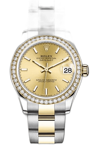 Rolex Datejust Yellow Rolesor — Diamond Bezel Champagne Index Dial | Ref. 278383RBR