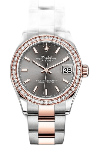 Rolex Datejust 31 Everose Rolesor — Dark Rhodium Dial with 46 Diamond Bezel | Ref. 278381RBR