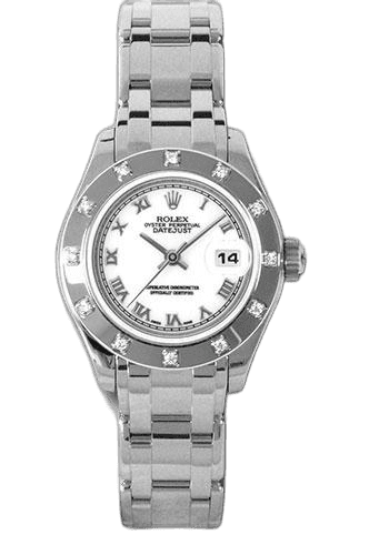 Rolex Datejust 26 White Gold — White Roman Dial, 12-Diamond Bezel | Ref. 80319