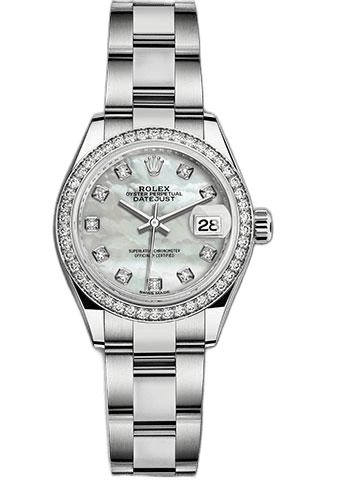 Rolex Datejust 28 White Rolesor — Diamond Dial & 44-Diamond Bezel | Ref. 279384RBR