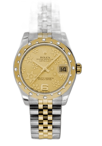 Rolex Datejust 31 Yellow Rolesor — Champagne Floral Motif Dial | Ref. 178343