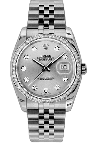 Rolex Datejust 36 White Rolesor — Silver Diamond Dial | Ref. 116244