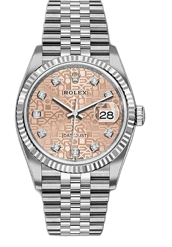 Rolex Datejust Steel — Pink Jubilee Diamond Dial, Fluted Bezel | Ref. 126234