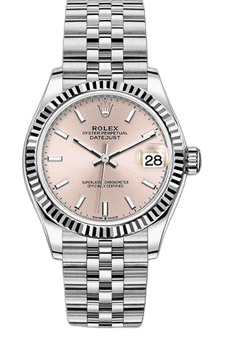 Rolex Datejust White Rolesor Fluted Bezel — Pink Index Dial | Ref. 278274