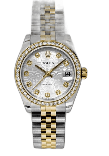 Rolex Datejust 31 Yellow Rolesor — Silver Jubilee Diamond Dial, 46-Diamond Bezel | Ref. 178383