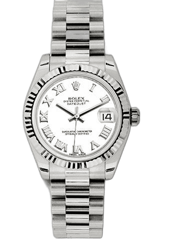 Rolex Datejust 31 White Gold — Fluted Bezel White Roman Dial | Ref. 178279