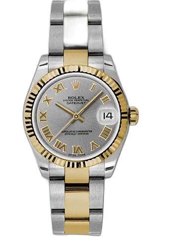 Rolex Datejust 31 Yellow Rolesor — Slate Grey Roman Dial, Fluted Bezel | Ref. 178273