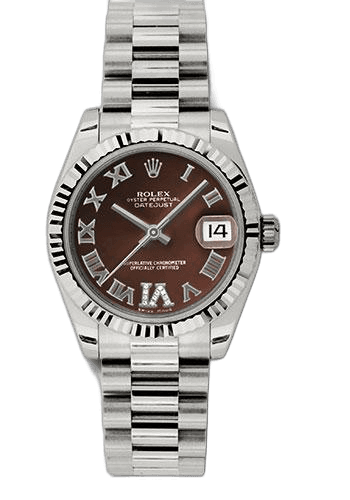Rolex Datejust 31 White Gold — Bronze Diamond Roman Dial | Ref. 178279