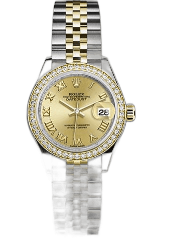 Rolex Datejust Yellow Rolesor — Champagne Roman Diamond Bezel Dial | Ref. 279383RBR