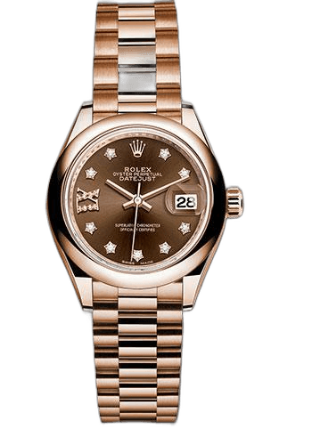 Rolex Lady-Datejust 28 Everose Gold — Chocolate Diamond Star Dial | Ref. 279165