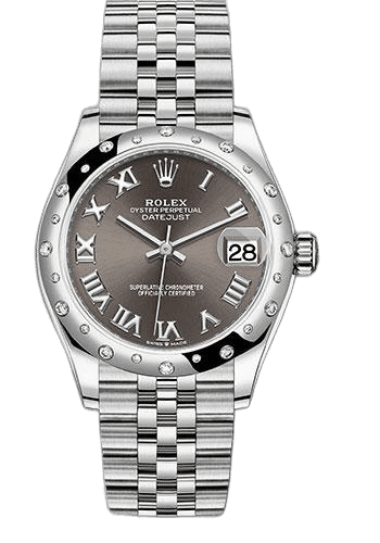 Rolex Datejust 31 White Rolesor — 24-Diamond Bezel Dark Grey Roman Dial | Ref. 278344RBR