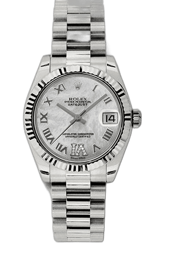 Rolex Datejust 31 White Gold — Mother-of-Pearl Diamond Roman VI Dial | Ref. 178279