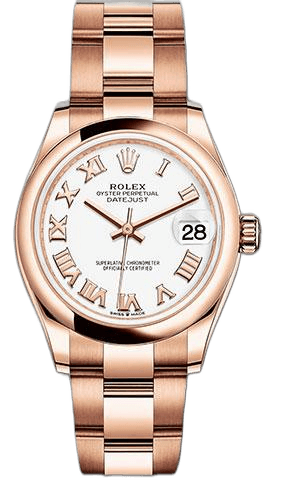 Rolex Datejust Everose Gold — White Roman Dial, Domed Bezel | Ref. 278245