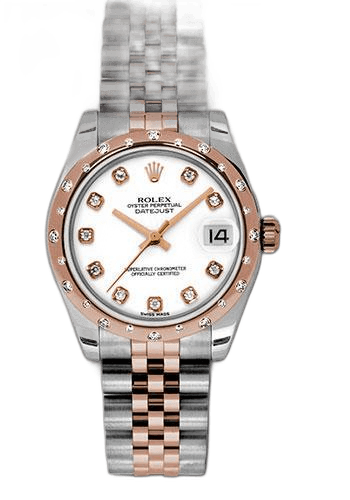 Rolex Datejust 31 Everose Rolesor — Diamond Bezel White Diamond Dial | Ref. 178341