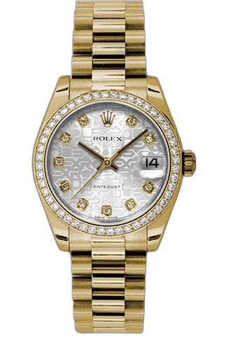 Rolex Datejust 31 Yellow Gold — Silver Jubilee Diamond Dial, 48-Diamond Bezel | Ref. 178288