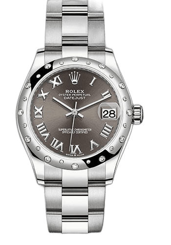 Rolex Datejust 31 White Rolesor — Dark Grey Roman Dial, 24-Diamond Bezel | Ref. 278344RBR