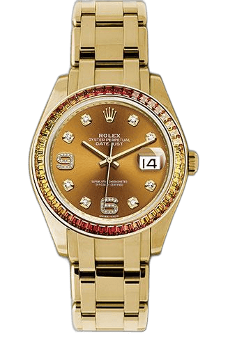 Rolex Datejust Pearlmaster 39 Yellow Gold — Cognac Diamond Dial, Sapphire Bezel | Ref. 86348SAJOR
