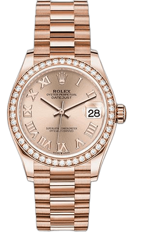 Rolex Datejust 31 Everose Gold — Rose Roman Dial, Diamond Bezel | Ref. 278285RBR
