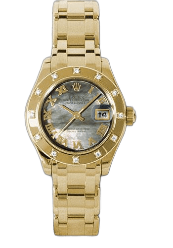 Rolex Lady-Datejust Yellow Gold — Dark Mother-of-Pearl Roman Dial | Ref. 80318
