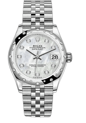 Rolex Datejust 31 White Rolesor — 24 Diamond Bezel White Mother-Of-Pearl Diamond Dial | Ref. 278344RBR