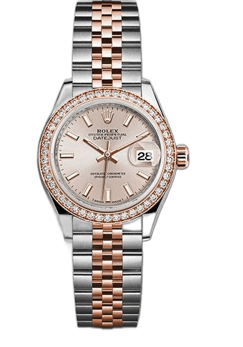 Rolex Lady-Datejust 28 Everose Rolesor — Sundust Diamond Bezel Index Dial | Ref. 279381RBR