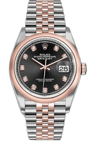 Rolex Datejust 36 Everose Rolesor — Black Diamond Dial | Ref. 126201