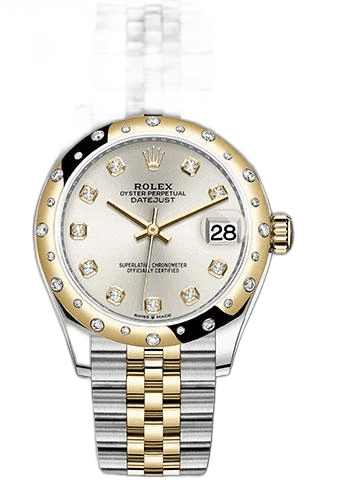 Rolex Datejust 31 Yellow Rolesor — Silver Diamond Dial, Domed Diamond Bezel | Ref. 278343