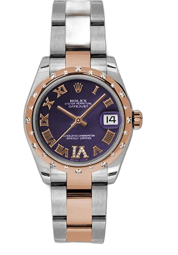 Rolex Datejust 31 Everose Rolesor — Purple Diamond Roman Dial | Ref. 178341