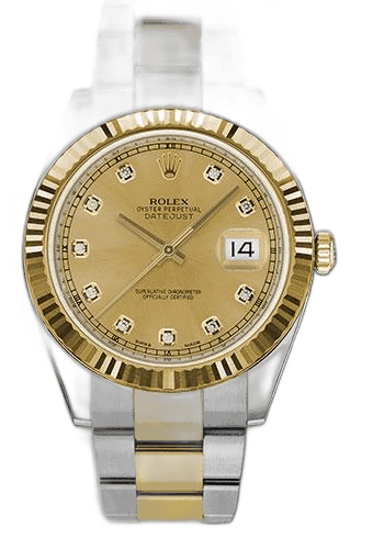 Rolex Datejust 41 Yellow Rolesor — Champagne Diamond Dial, Fluted Bezel | Ref. 126333