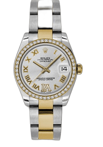Rolex Datejust 31 Yellow Rolesor — Silver Diamond Roman VI Dial | Ref. 178383