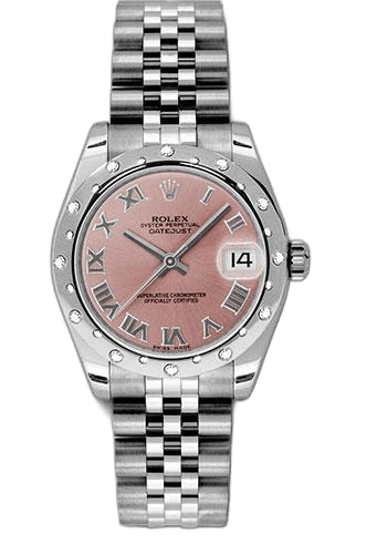 Rolex Datejust White Rolesor — 24-Diamond Bezel, Pink Roman Dial | Ref. 178344