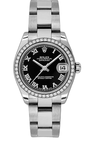 Rolex Datejust White Rolesor — Black Roman Dial, 46-Diamond Bezel | Ref. 178384 (2)