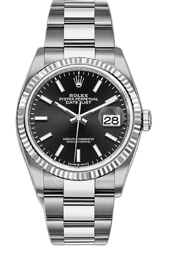 Rolex Datejust Steel — Fluted Bezel Black Index | Ref. 126234