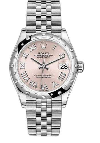 Rolex Datejust 31 White Rolesor — Domed 24-Diamond Bezel Pink Roman Dial | Ref. 278344RBR