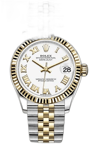 Rolex Datejust 31 Yellow Rolesor — White Roman Dial with Fluted Bezel | Ref. 278273