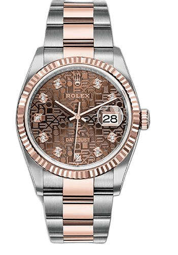 Rolex Datejust 36 Everose Rolesor — Chocolate Jubilee Diamond Dial, Fluted Bezel | Ref. 126231