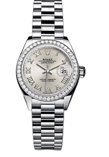 Rolex Datejust 28 Platinum — Silver Roman Dial | Ref. 279136RBR