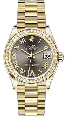 Rolex Datejust 31 Yellow Gold — Dark Grey Diamond Dial | Ref. 278288RBR