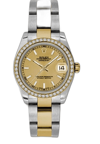 Rolex Datejust 31 Yellow Rolesor — Champagne Diamond Dial, 46-Diamond Bezel | Ref. 178383