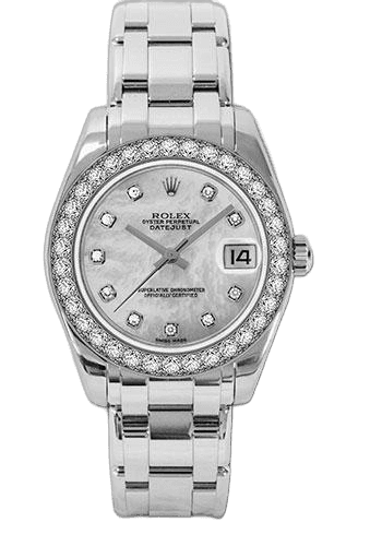 Rolex Datejust Pearlmaster 34 White Gold — Mother-of-Pearl Diamond Dial | Ref. 81299